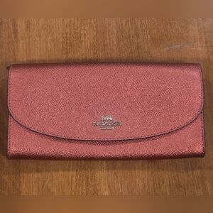 NEW Coach Leather Slim Wallet Shimmery Red